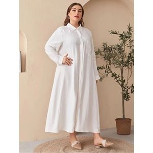 SHEIN Plus White Patch Pocket Shirt Dress, size 3XL (18)